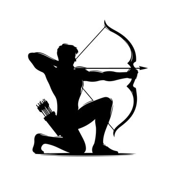 recommend clip art: Archer silhouettes vector illustration, picture of a male archer silhouette.