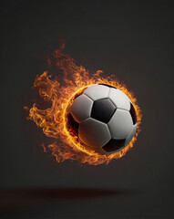 Naklejka premium Soccer ball flying on fire isolated