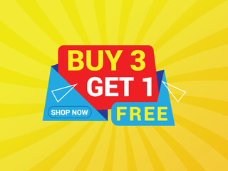 Buy 3 Get 1 Free Banner, Special Offer Banner, Big Sale, Sale Banner, Banner Design Template.
