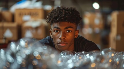 Black Student Packing Fragile Items for Moving