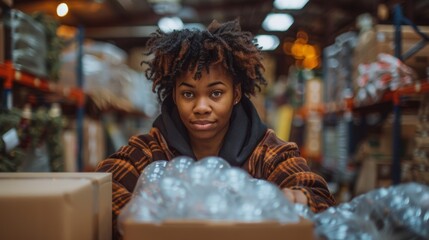 Black Student Packing Fragile Items with Care