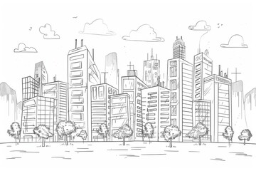 Business background sketch in a simple line drawing style.