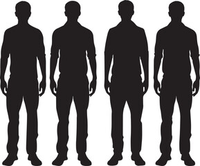 4 Middle Age Man Standing Vector Art Illustration