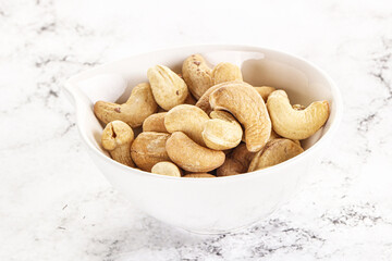 Cashew nuts heap in the bowl