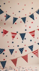 Obraz premium Decorated Patriot Day setting with patriotic banners.