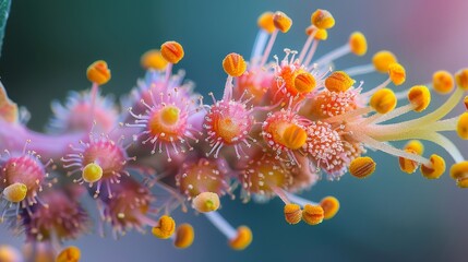 Fototapeta premium Flower stamen close-up in the style of Nikon D850, macro photography, 32k UHD, National Geographic photo, high detailed, focus stacking