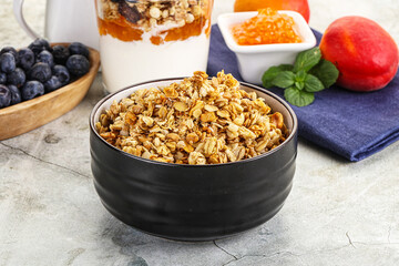 Granola museli cereal for breakfast