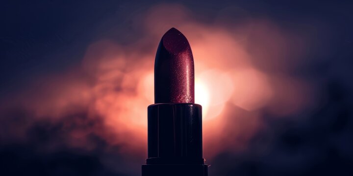 Enchanting silhouette of a lipstick bullet poised for application.