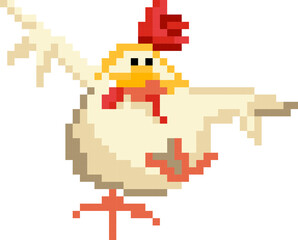 Obraz premium Chicken cartoon icon in pixel style