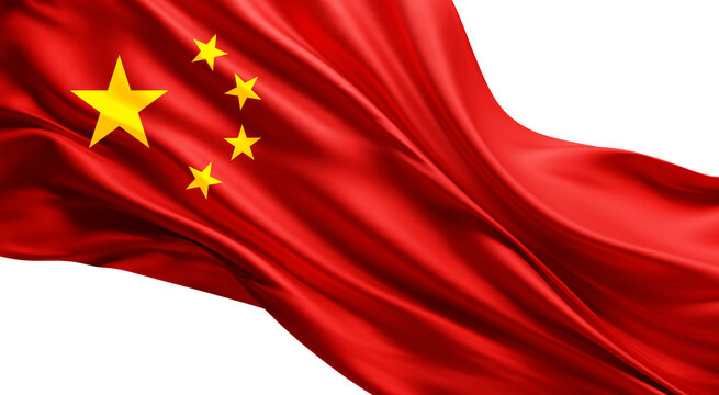 China flag isolated on white background with copy space 3D Render