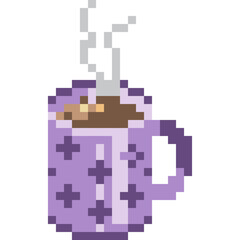 Obraz premium Coffee cartoon icon in pixel style