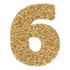 Golden Glitter 3D Number 6