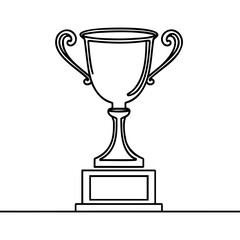 winner trophy one line drawing isolated on white background. Vector illustration