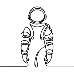 One continuous line drawing of a scientist astronaut. Astronaut space traveler concept