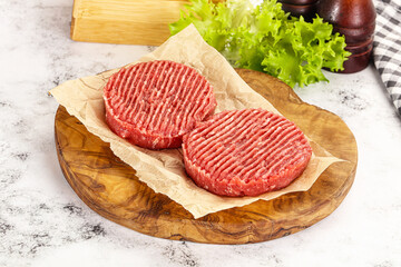 Raw beef  burger cutlet for grill