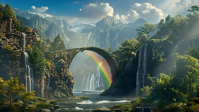 From a distance the Rainbow Bridge appears as a portal bridging the gap between two distant time periods.
