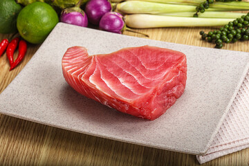 Raw fresh tuna steak for grill
