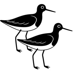 Two set sandpiper icon vector art silhouette illustration on white background