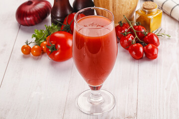 Fresh Tomato juice in the glass