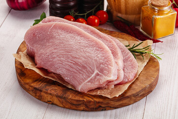 Raw uncooked turkey fillet steak