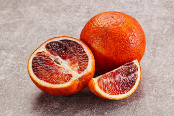 Red Sicilian orange ripe and juicy