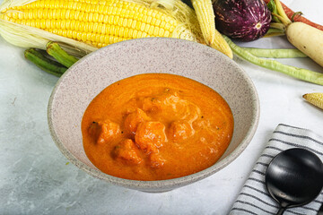 Indian cuisine - spicy prawn masala