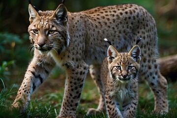 Obraz premium lynx and baby 