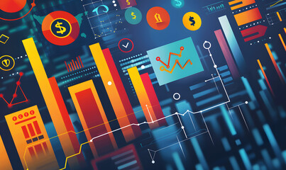 Financial investing, stocks, analysis concept