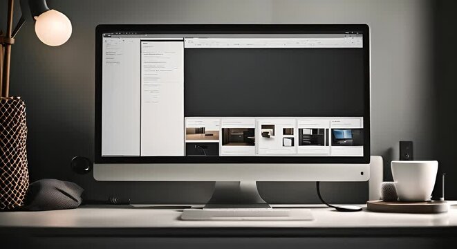 Modern designer room with a computer on the table