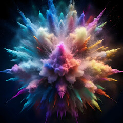 Fototapeta premium explosion of colourful dry powder splatted background