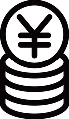 円建ての積立投資の黒の線画アイコン