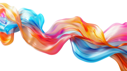 Abstract Colorful Ribbon Art Isolated on Transparent or White Background, PNG