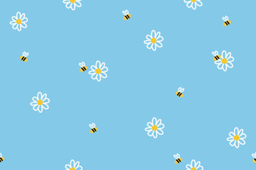 Bee and daisy flower wallpaper background