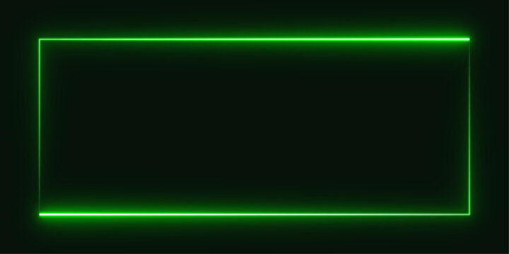  rectangle neon squared green sign vector background for illustration design. Shining square line object. Element of  glowing flourescent lamp for  advertisement