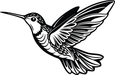 Obraz premium Hummingbirds birds silhouette Illustration vector design on white background.