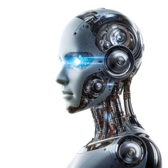 Fototapeta premium Detailed Human Robot AI Transparent Background PNG