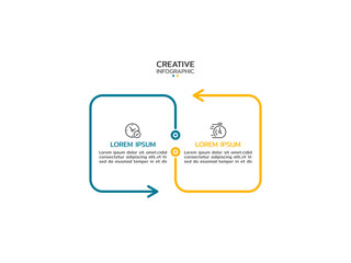 Vector infographic thin line design with marketing icons. Business concept with 2 options, steps or processes.