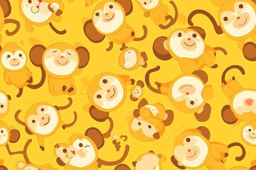Cute monkey seamless pattern