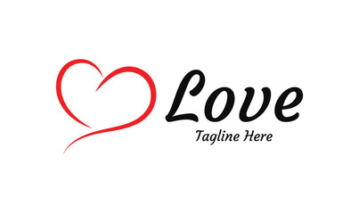 Love creative logo design minimal red heart design symbol vector