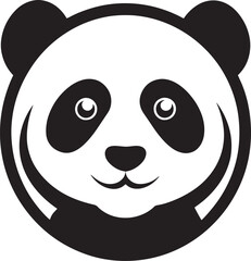 minimal panda bear logo illustration black and white