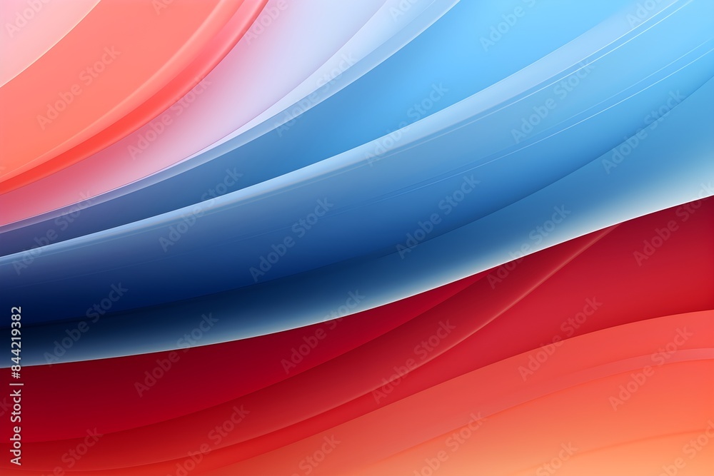Wall mural abstract background with smooth blue and red wavy lines motion flowing over each other