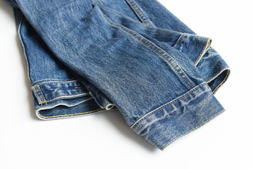 blue denim shirt texture isolated on white background, jean fashion style