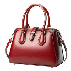 a stylish women handbag purse, red leather, luxury elegant ladies hand bags