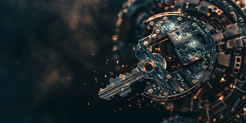 Futuristic Mechanical Key Design | Cyberpunk Digital Security Concept

