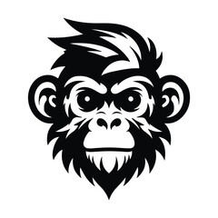 Monkey Animal black silhouette vector with white color background