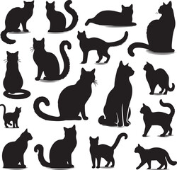 cat silhouette set