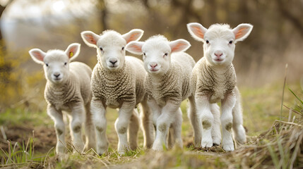 Fototapeta premium curious lambs in spring