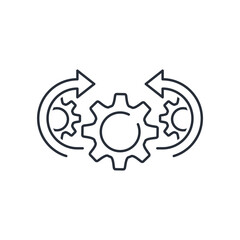 Process management. Work operations. Vector linear icon isolated on white background.