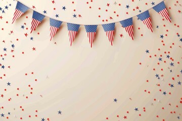 Obraz premium Realistic 3D design with American flag bunting for Patriot Day.