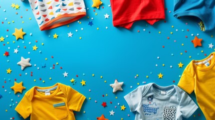Children's Clothes on Cheerful Background 